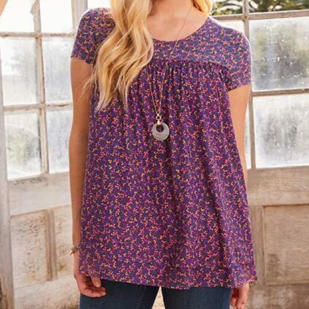 Women’s Matilda Jane Walking on a Cloud Purple Floral Babydoll Top size Medium